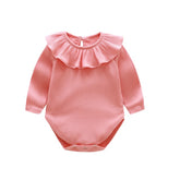 Callie - Girls Cotton Ribbed Ruffle Romper